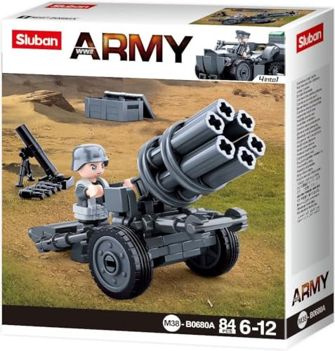 Sluban Klemmbausteine SL07170, WWII - Mini-Set Raketenwerfer (76 Teile) [B0680A], Spielset , Klemmbausteine, Soldaten, mit Spielfigur, Army WWII, bunt