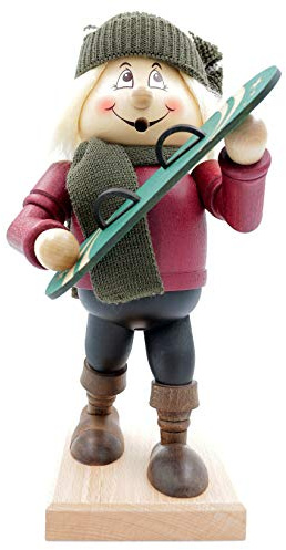 Kuhnert - Original Erzgebirgische Holzkunst Räuchermann Räucherfigur Wichtel 32cm - Snowboarder