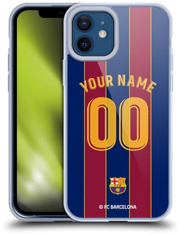 Head Case Designs Licenciado Oficialmente Personalizada FC Barcelona Hogar 2020/21 Kit Carcasa de Gel de Silicona Compatible con Apple iPhone 12 / iPhone 12 Pro