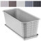KADAX Jardinière Rectangulaire 40 cm, Balconnière en Plastique Aspect Rotin avec Soucoupe pour Embellir Votre Espace Extérieur (Gris)