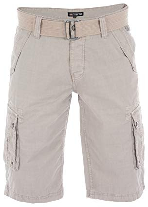 riverso Kurze Hosen Herren Cargo Shorts mit Gürtel Regular Fit RIVAnton | Cargoshorts Sommer 100% Baumwolle Blau Beige Schwarz Grau Grün 30 31 32 33 34 36 38 40 42 44 46