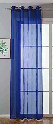 Gardinenbox Tenda trasparente con occhielli Uni, 175 x 140 cm (altezza x larghezza), colore blu reale, tenda con occhielli per soggiorno, soggiorno, 20332-cn