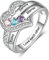 lorajewel Ring mit Gravur Damen Silber 925 Personalisierte Mutter Tochter Freundschaftsringe mit Stein für Mom Geschenk für Geburtstag (3 Steine)