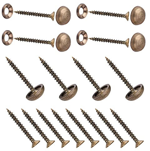 INCREWAY Lot de 8 vis de miroir décoratives en laiton avec dôme et rondelles (13 mm)