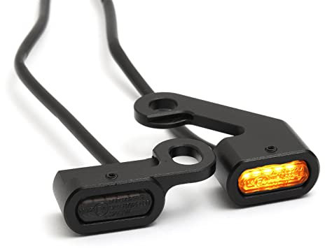 Dock66 Motorcycle Parts Mini LED Blinker Set Lenkerarmatur für Harley Softail ab 15, E-Glide FLH 09-16, schwarz, ECE
