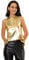Allegra K Damen Pailletten Oberteil Metallic Glitzer Ärmellos Club Party Camisole Tank-Tops Glänzendes Gold L