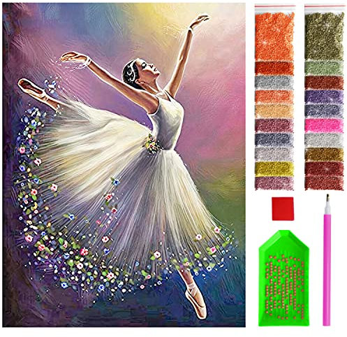 ARTULIO Diamond Painting Set Tanzende Ballerina – 5D Diamant Painting Bilder 30x40 cm mit Diamond Painting Zubehör für Kinder und Erwachsene - Crystal Art - Wand Deko