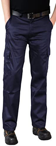 Ranger Workwear Cargo Work Trousers, Combat Style Tactical Work Pants in Black & Navy Blue. Built for Tradesmen, Ideal for Storing Tools, Designed with Maximum Durability. (Navy), 34W / 31L