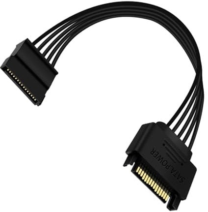 HuaLiSiJi 15 Pin SATA Extentions D'alimentation SATA Mâle vers Femelle Cable 1 à 2, pour HDD, SSD, Lecteurs Optiques Câble (30 CM)