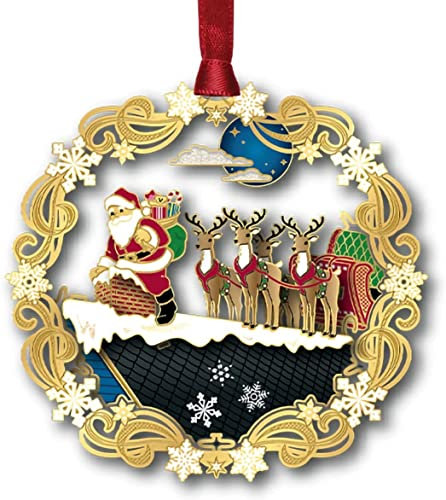 Beacon Design Dach Top Weihnachtsmann Ornament mit Hirsch Schneeflocke Mond, Baumschmuck für Zuhause Familie