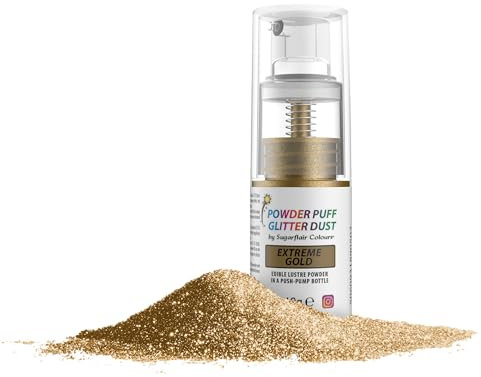 Sugarflair Extreme Gold Edible Glitter Dust Spray (Non-Aerosol) - E171 Free - Add a Shimmering Lustre Sparkle to Cakes, Cupcakes, Chocolate, Baking, Desserts, Ice Cream, Drinks, Cocktails - 10g