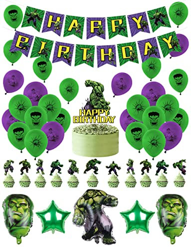 Deco Anniversaire Hulk Anniversaire Décorations Hulk Ballons Anniversaire Hulk Décorations Gâteaux Hulk Bannière Anniversaire Hulk D'anniversaire Déco Vengeurs Helium Ballons