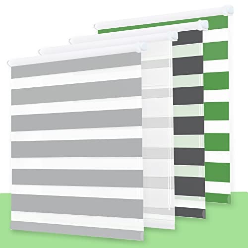 Rollo, Rollos für Fenster Doppelrollo ohne Bohren, Doppelrollo Klemmfix ohne Bohren, Rollo ohne Bohren, Doppelrollo ohne Bohren, für Fenster und Türen Grau 80 x 220cm