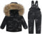 Bambino Tuta da Sci - Piumino con Cappuccio + Pantaloni da Sci, 2 Pezzi Tuta da Neve per Bambino Completo da Neve Caldo Invernale Salopette e Giacca, 18-24 Mesi