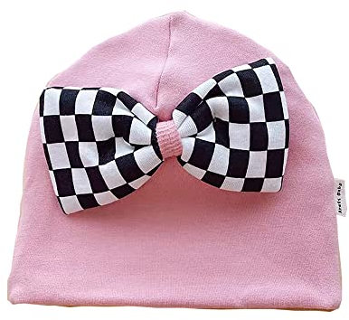 Pluto & Fox Kindermütze einfarbig mit großer Schleife, Baumwolle, für Frühling, Herbst, Winter, S.Rosa, 54