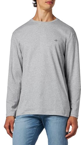 GANT Men's Reg Shield LS T-Shirt, Grey Melange, M