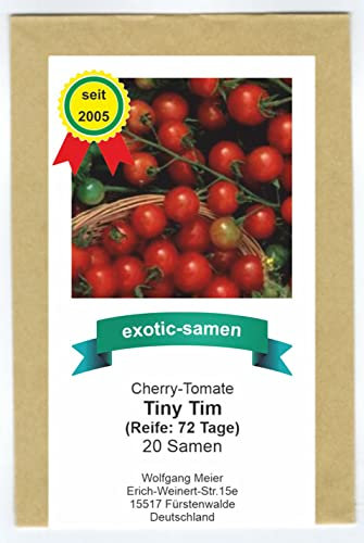 Rote Mini-Tomate -Tiny Tim - alte, samenfeste Sorte - passt auf den kleinsten Balkon oder sogar auf die Fensterbank - 20 Samen