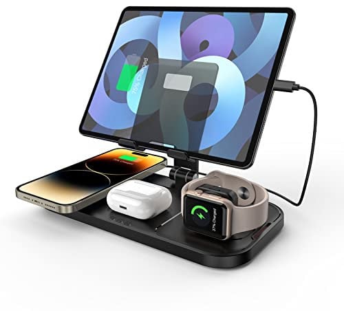 Wireless Charger for Apple, 4 in 1 Wireless Charger for Apple Charging Station for iPhone 16/15/14/13/12/11, Charging Dock for iWatch 10/9/8/7/6/5/SE/4/3, AirPods 4/3/2/Pro, Charge for iPad