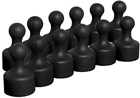 LeBigMag® | 12 sehr Starke Neodym Kegelmagnete | Ø 12 mm | 19,5 mm hoch | für Kühlschrank Pinnwand Magnettafel | geringerer Halt auf Glasmagnettafeln (12 Schwarze Pins)