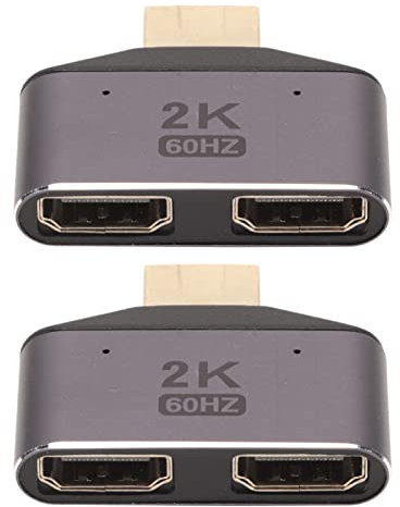 Paquete de 2 Adaptadores HDMI Macho a Hembra, 2K 60Hz 1 en 2 Salidas Macho a Hembra Dual Divisor de Video con Luz Indicadora, Extensor HDMI para TV, Computadoras Portátiles