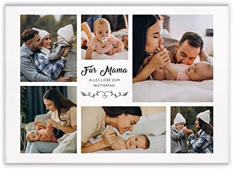 Maverton Fotoleinwand mit eigenem Foto, personalisiertes Fotocollage | Mit Holzrahmen, Größe 30x40 oder 50x70, Wandbild auf Leinwand für für Mädchen, für Frauen, Mama, 50 x 70 cm
