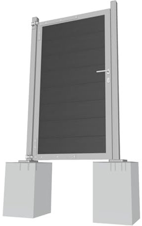 Gartenwelt Riegelsberger Universal Alu-Torrahmen Silber mit WPC-Füllung Anthrazit Zubehör für Gartenzaun Zaun WPC Steckzaun Sichtschutzzaun Garten Terrasse