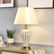 Chao Zan Klassische Tischlampe Lampenschirm mit Stoffschirm keramischer Lampenfuß - D30 x H52 - E27 Lampe - ohne Leuchtmittel (Weiß)