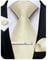 DiBanGu Herren Seidenkrawatten-Set, gestreift, kariert, Einstecktuch, Manschettenknöpfe und Krawattenklammer, Set für Business Hochzeit Party, hellgelb, Einheitsgröße