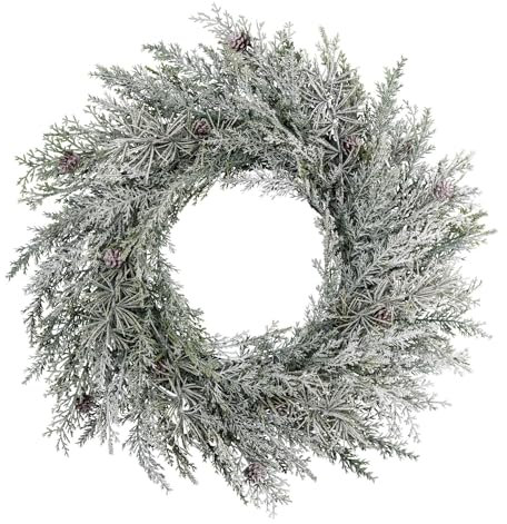 CREATIV green Zypressen-Kranz 48cm I Weihnachtskranz mit naturgetreuen Nadeln in grün I hochwertige Weihnachtskranz Deko mit Frost I Türschmuck Weihnachten ideal als Indoor Weihnachtsdeko