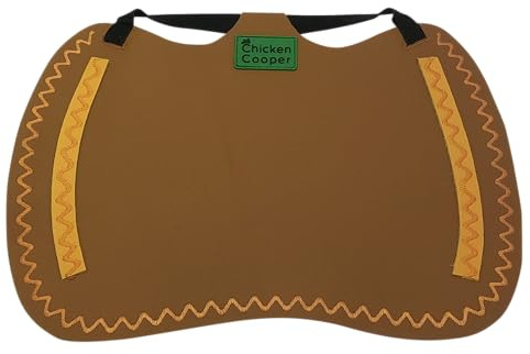 Chicken Cooper Hühnersattel, Hühnerweste, Federschutz, Geflügel Rückenschutz, Echtleder Handgemacht (1, Rehbraunfarben Wellennaht Lachs, XL)
