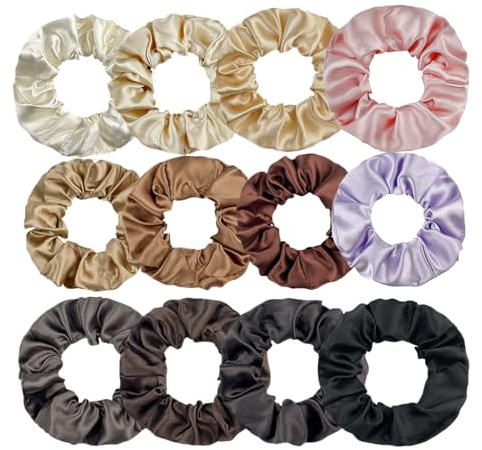 MOSOTECH 12 Stück Haargummis, Stylische Chiffon Haargummi Scrunchies, Elastische Gummibänder Haarband für Mädchen & Damen