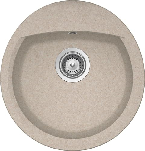 SCHOCK | Fregadero de cocina Nemo 1 cubeta ovalada, material Cristalite®, Avena, 490 x 470 mm