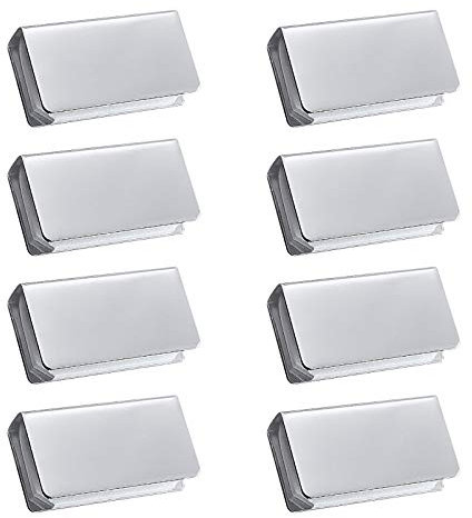 Magnetic Push Latches Glass Hinge,Shower Screen Hinges, Magnetic Catch Clamp, 8Pcs Adjustable Frameless Magnetic Strike Plates Rectangular Metal Push Clamps Silver Latch Clips, Glass Cabinet