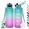 HoneyHolly Trinkflasche Sport, 1500ml Auslaufsicher Kunststoff, Wasserflasche, Trinkflasche Kohlensäure Geeignet, Sportflasche für Fahrrad, Kinder, Schule, Fitness, Yoga, Green Powder