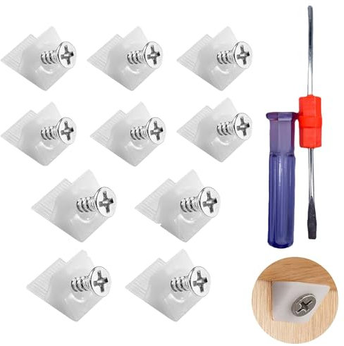 10 Stück Rückwandverbinder, Schrankrückwand Befestigung Kunststoff Rückwandhalter mit Schrauben Schubladenboden Verstärkung Rückwandverbinder Schubladen Keile Halter Stabilisatoren