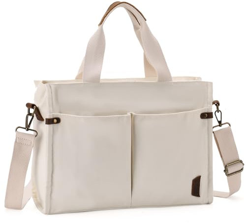 VASCHY Borsa Tote Donna Elegante - Borsa Università, Tracolla, Shopping, Mare, Viaggio, Lavoro, Ufficio, Scuola - Beige