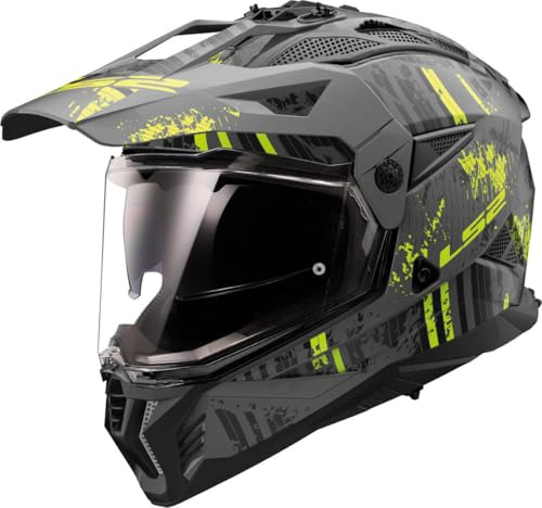 LS2, Motorrad-Crosshelm PIONEER II CRAZY Matt Black H-V Yellow, S | Pinlock vorbereitet