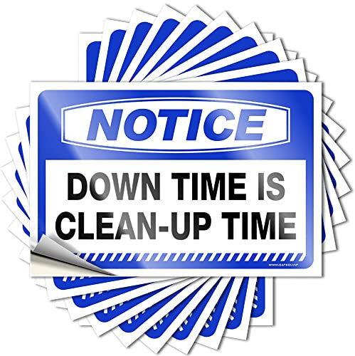 Toolbox Aufkleber und Aufkleber, Hinweis Down Time Is Clean-Up Time, 10 Stück Aufkleber für Auto-Werkzeugkasten, Aufkleber (12 x 18 cm)