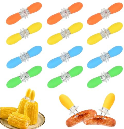 Ksvaye 24Pcs Brochettes de Maïs Epis Maïs BBQ avec Poignée, Supports d'épis de Maïs en Acier Inoxydable Brochettes pour Barbecue, Fourchettes à Fruit Multifonctions pour Barbecue de Viande de Fruits