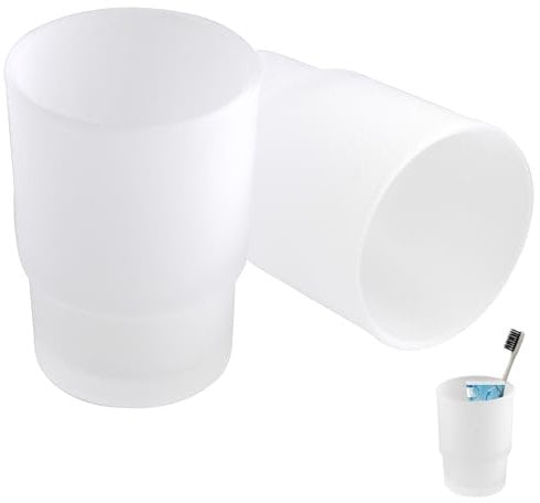 2er Set Zahnputzbecher aus satiniertem Glas, Elegantes Badezimmer-Zubehör für Wandmontage Zahnpflegebecher mit 200 ml Fassungsvermögen, Mattes Design für stilvolle Etikett