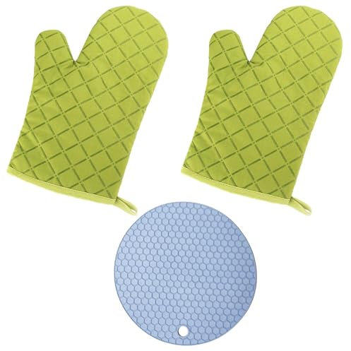 YSJCHEBS Gants De Four 2 Pièces, Manique 1 Pièce, Gants De Four Résistants À La Chaleur, Gants De Four en Silicone, Gants De Cuisine, Gants De Four De Cuisine