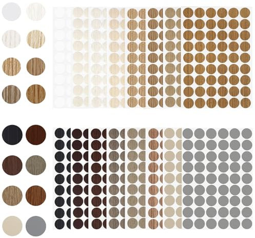 AUNHOKE Vis Trou Autocollants, 16 Feuilles Cache Vis Auto-adhésif, 864 Pièces Cache Vis Adhesif, Autocollant Couvre Vis Décoratif pour Meuble Placard Armoire Table Chaise Ø 21mm