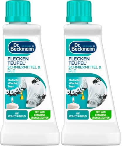 Dr. Beckmann Fleckenteufel Öl- & Schmierflecken | 2 x 50 ml | Anti-Fett-Komplex | Für Teer, Wachs, Toner & Motoröl | Für Haushalt, Werkstatt & unterwegs