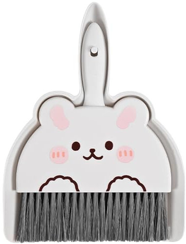XFLYP Mini Dustpan e Brush Set, Strumento di Pulizia Multifunzione con Scopa Paletta, Design Portatile e Appendibile per Ufficio Casa Tavolo Tastiera(Bianco)