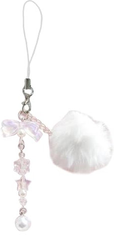 XINGLIDA Joyería de moda, colgante para teléfono móvil, delicado llavero de bola peluda, cadena de teléfono multifuncional, accesorio elegante f, Größenreferenzbild, Aleación de acrílico
