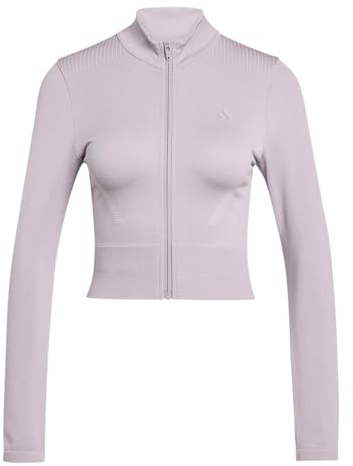adidas Women's Workout Essentials Knit Zip Through Jacket, preloved fig, M
