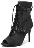 GYYZAYH Stivaletti con Tacco a Spillo da Donna Peep Toe Scarpe da Festa Stringate Stivali da Ballo Estivi Sandali Punk,Nero,42 EU