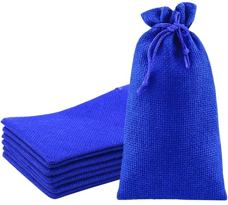 Mandala Crafts 9X12 Inch Royal Blue Burlap Drawstring Gift Bags for Favors - 20 Large Linen Sacks Gift Pouches for Candy, Coffee, Jewelry, Wedding, and Party Supplies