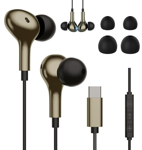 Kopfhörer mit kabel USB C Gunmetallgrau, In-Ear Ohrhörer mit Mikrofon | Kompatibel mit Samsung Galaxy S26Ultra s26 S25 S24 S23, Apple iPhone 17 16 15 und Google Pixel 10a 10pro 10 Smartphones