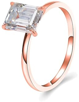Damen Ring Rosegold, Verlobungsring Vintage Moissanit 1ct Solitär Trauringe 14 Karat Roségold Größe 52 (16.6)